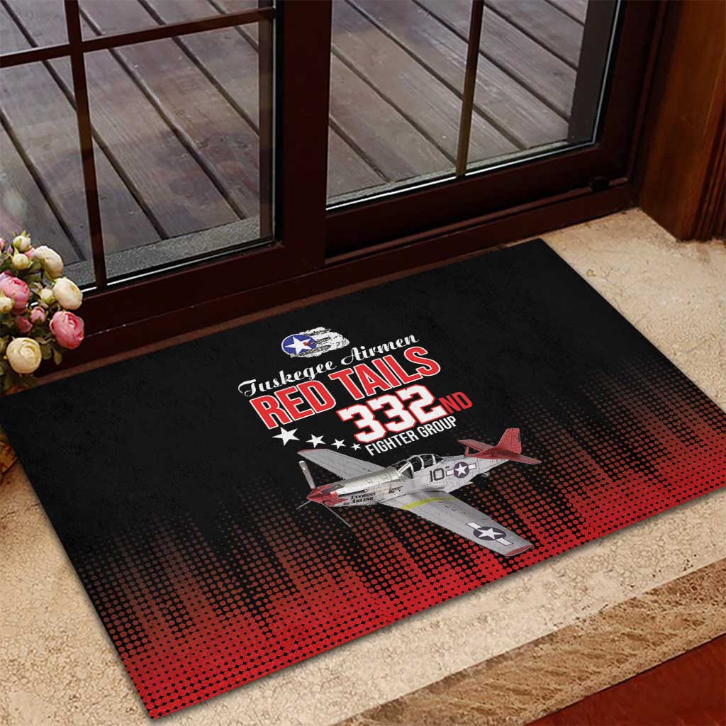 Tuskegee Airmen Red Tails Rubber Doormat 332nd Fighter Group WWII Tribute Black Style - Wonder Print Shop