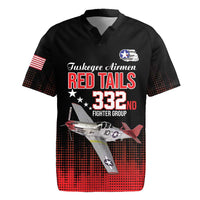 Tuskegee Airmen Red Tails Rugby Jersey 332nd Fighter Group WWII Tribute Black Style - Wonder Print Shop