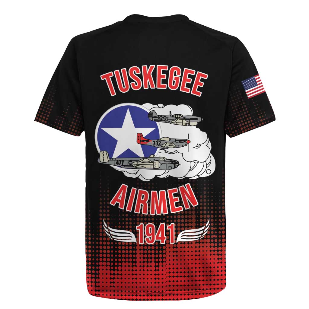 Tuskegee Airmen Red Tails Rugby Jersey 332nd Fighter Group WWII Tribute Black Style - Wonder Print Shop