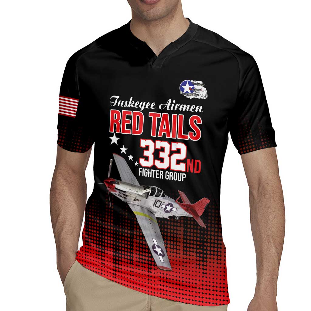 Tuskegee Airmen Red Tails Rugby Jersey 332nd Fighter Group WWII Tribute Black Style - Wonder Print Shop
