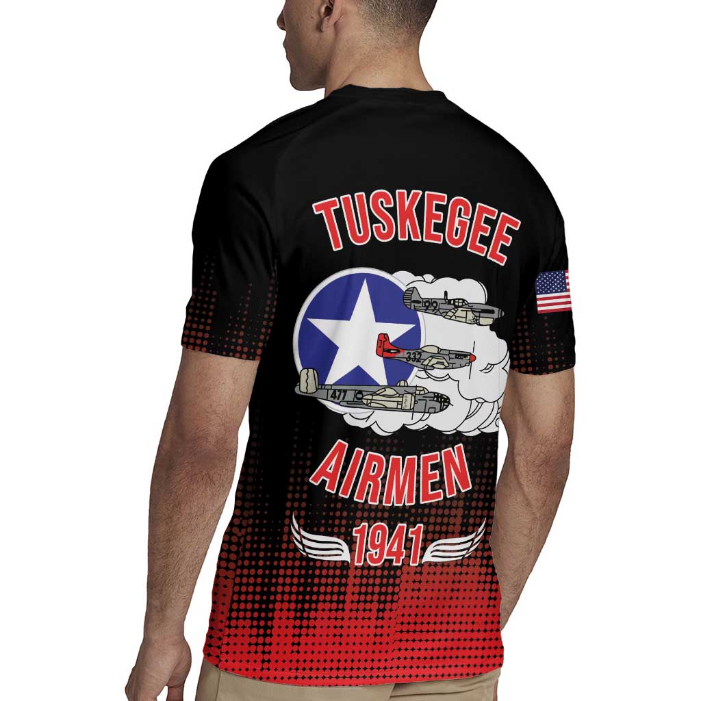 Tuskegee Airmen Red Tails Rugby Jersey 332nd Fighter Group WWII Tribute Black Style - Wonder Print Shop