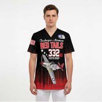Tuskegee Airmen Red Tails Scrub Top 332nd Fighter Group WWII Tribute Black Style - Wonder Print Shop