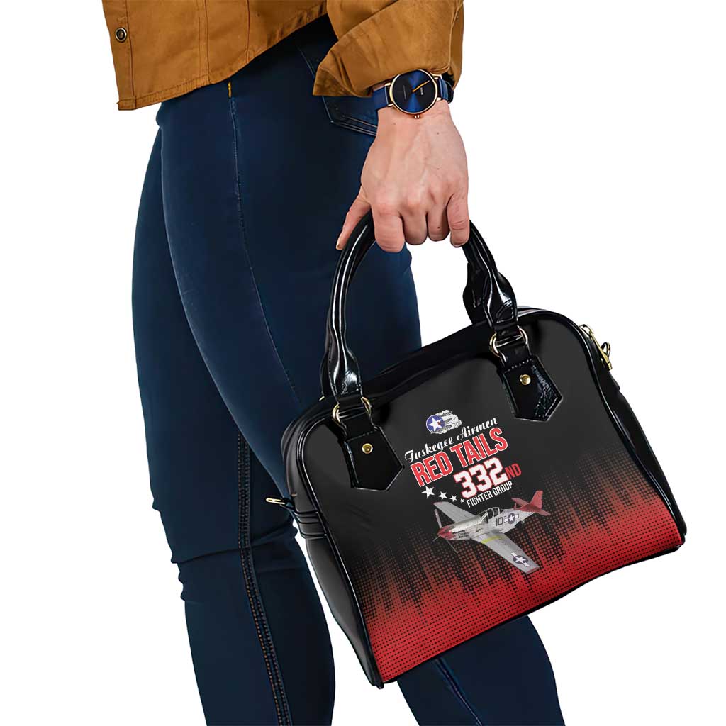 Tuskegee Airmen Red Tails Shoulder Handbag 332nd Fighter Group WWII Tribute Black Style - Wonder Print Shop