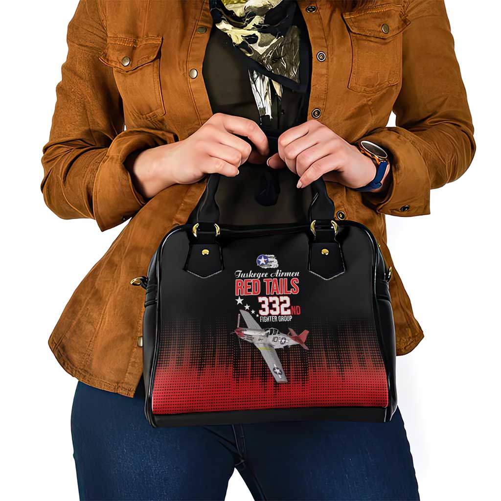 Tuskegee Airmen Red Tails Shoulder Handbag 332nd Fighter Group WWII Tribute Black Style - Wonder Print Shop
