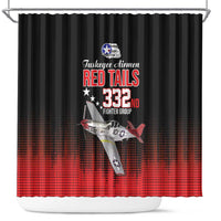 Tuskegee Airmen Red Tails Shower Curtain 332nd Fighter Group WWII Tribute Black Style - Wonder Print Shop