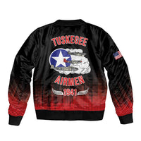 Tuskegee Airmen Red Tails Sleeve Zip Bomber Jacket 332nd Fighter Group WWII Tribute Black Style - Wonder Print Shop