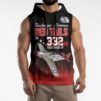 Tuskegee Airmen Red Tails Sleeveless Hoodie 332nd Fighter Group WWII Tribute Black Style - Wonder Print Shop