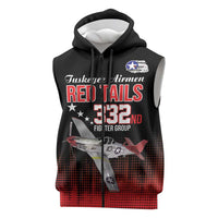 Tuskegee Airmen Red Tails Sleeveless Zip Hoodie 332nd Fighter Group WWII Tribute Black Style - Wonder Print Shop