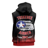 Tuskegee Airmen Red Tails Sleeveless Zip Hoodie 332nd Fighter Group WWII Tribute Black Style - Wonder Print Shop