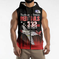 Tuskegee Airmen Red Tails Sleeveless Zip Hoodie 332nd Fighter Group WWII Tribute Black Style - Wonder Print Shop