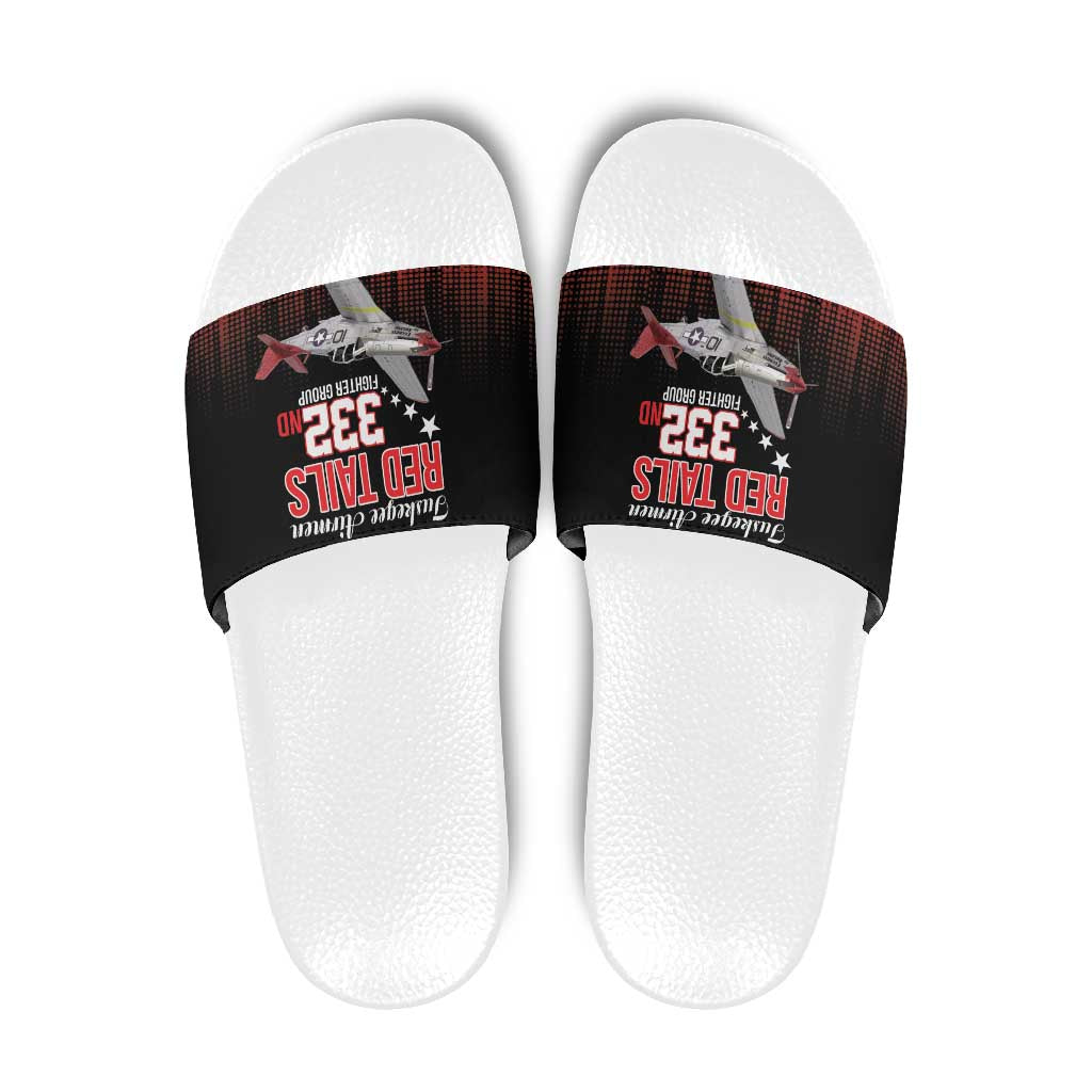 Tuskegee Airmen Red Tails Slide Sandals 332nd Fighter Group WWII Tribute Black Style - Wonder Print Shop