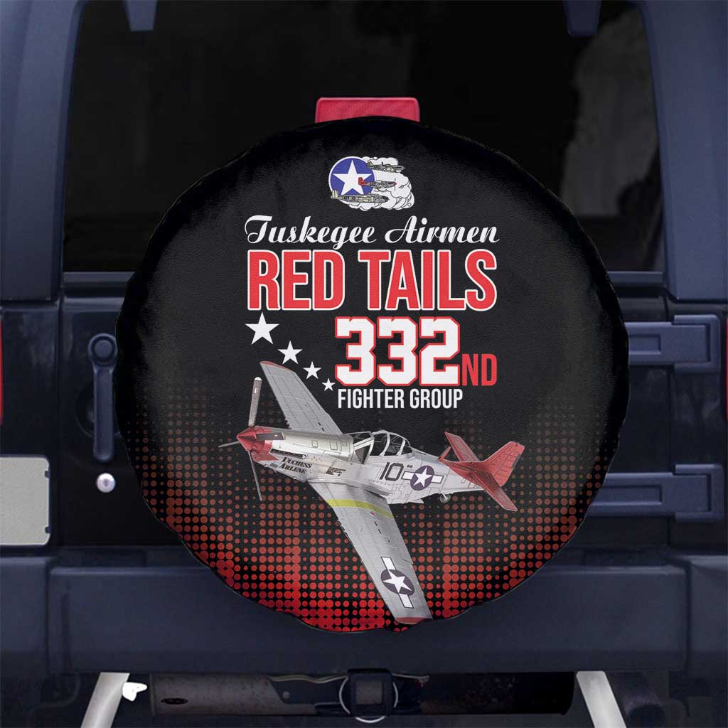 Tuskegee Airmen Red Tails Spare Tire Cover 332nd Fighter Group WWII Tribute Black Style - Wonder Print Shop