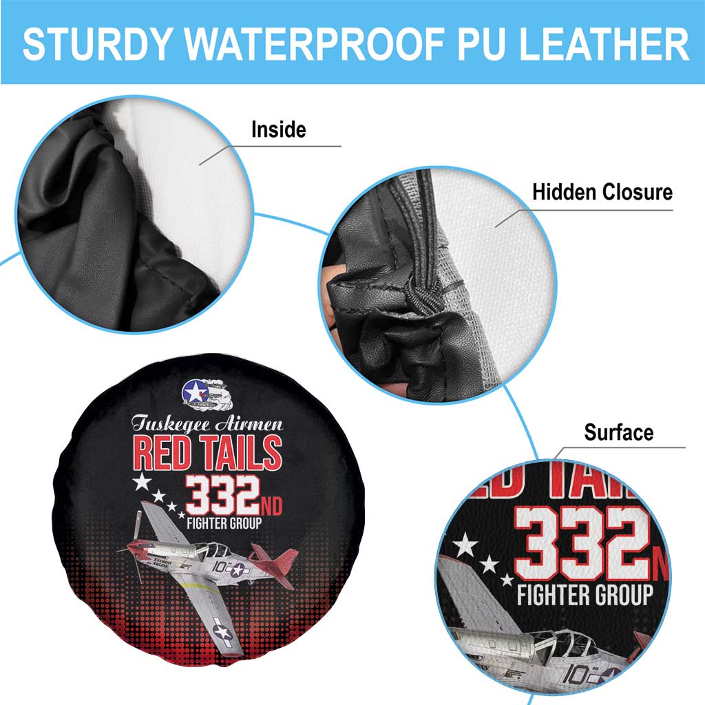 Tuskegee Airmen Red Tails Spare Tire Cover 332nd Fighter Group WWII Tribute Black Style - Wonder Print Shop