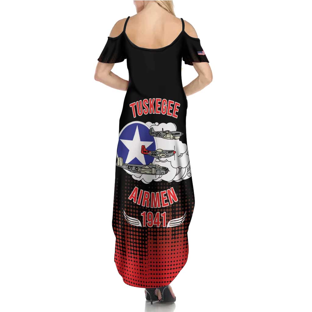 Tuskegee Airmen Red Tails Summer Maxi Dress 332nd Fighter Group WWII Tribute Black Style - Wonder Print Shop