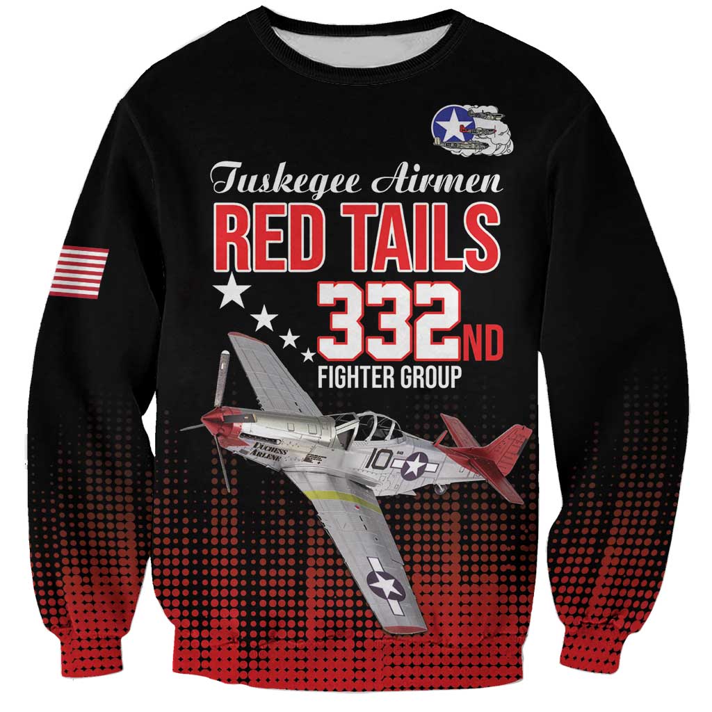 Tuskegee Airmen Red Tails Sweatshirt 332nd Fighter Group WWII Tribute Black Style - Wonder Print Shop