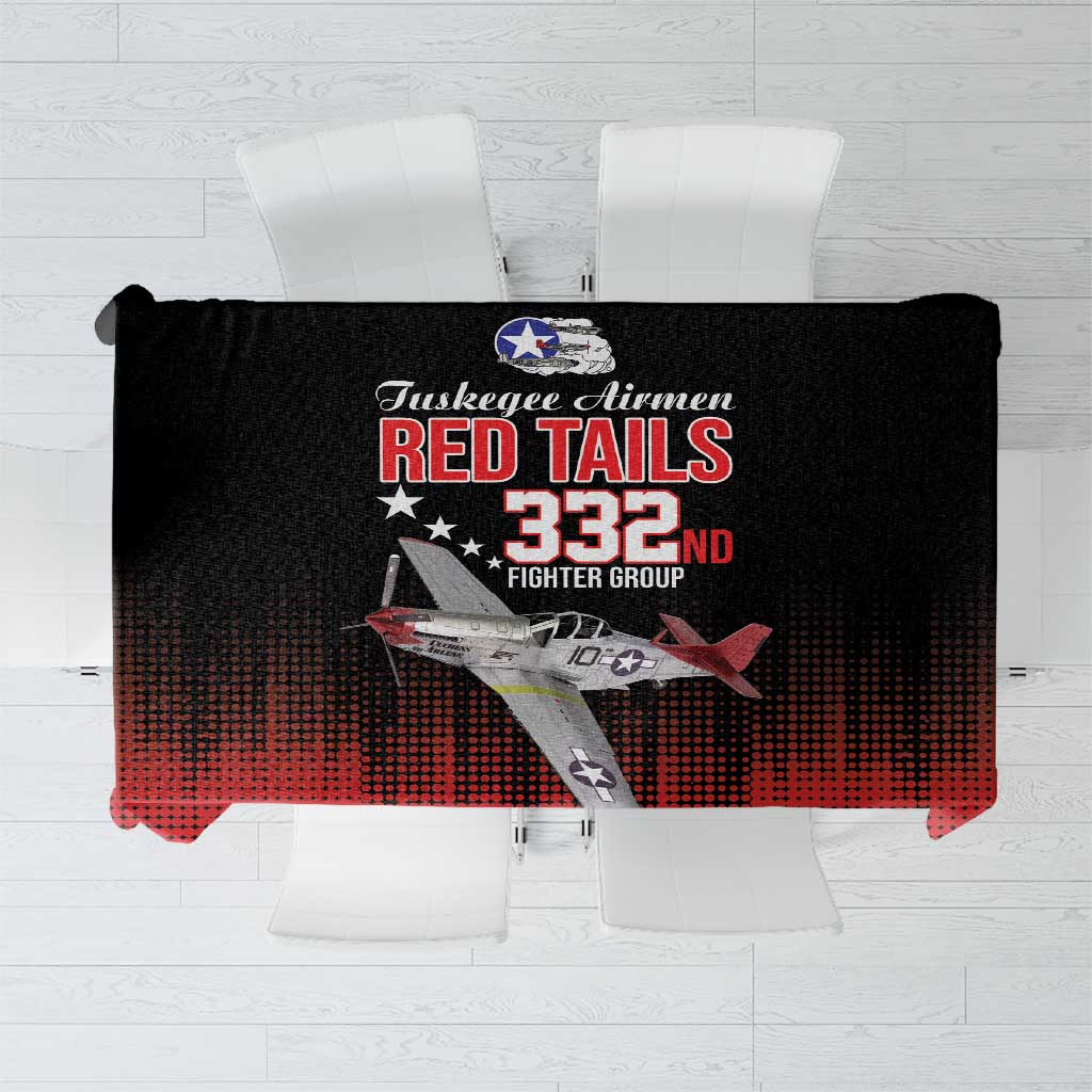 Tuskegee Airmen Red Tails Tablecloth 332nd Fighter Group WWII Tribute Black Style - Wonder Print Shop