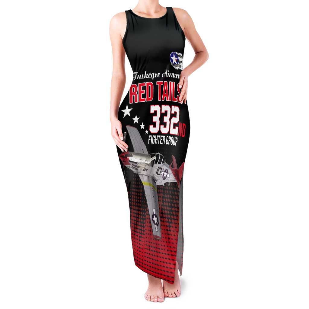 Tuskegee Airmen Red Tails Tank Maxi Dress 332nd Fighter Group WWII Tribute Black Style - Wonder Print Shop