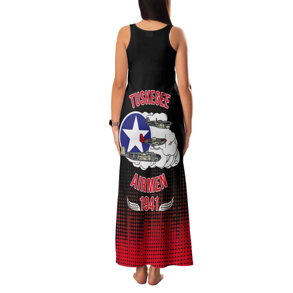 Tuskegee Airmen Red Tails Tank Maxi Dress 332nd Fighter Group WWII Tribute Black Style - Wonder Print Shop