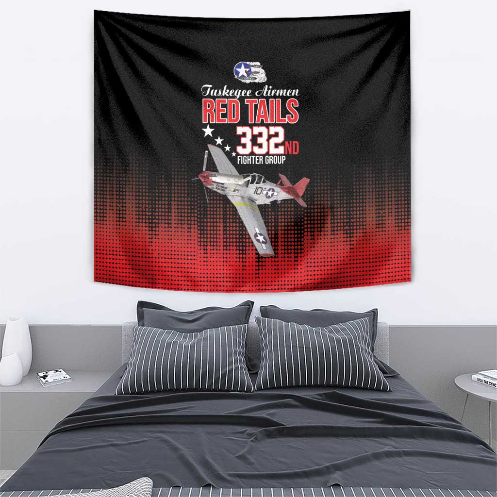 Tuskegee Airmen Red Tails Tapestry 332nd Fighter Group WWII Tribute Black Style - Wonder Print Shop