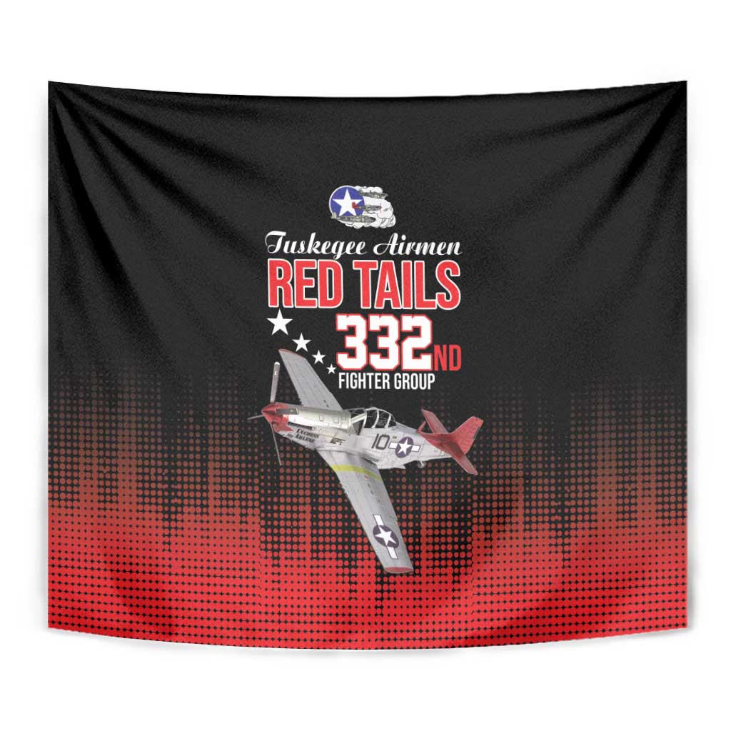 Tuskegee Airmen Red Tails Tapestry 332nd Fighter Group WWII Tribute Black Style - Wonder Print Shop