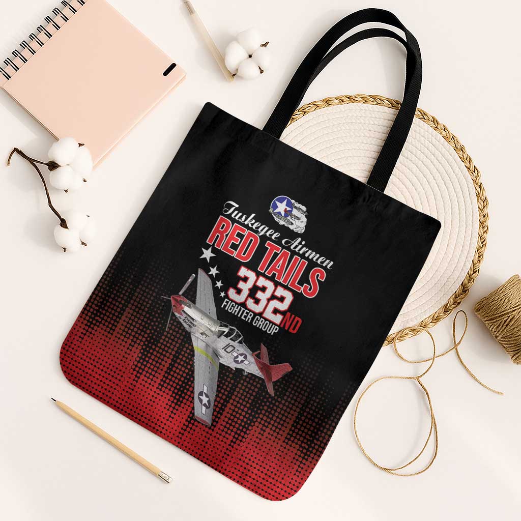 Tuskegee Airmen Red Tails Tote Bag 332nd Fighter Group WWII Tribute Black Style - Wonder Print Shop