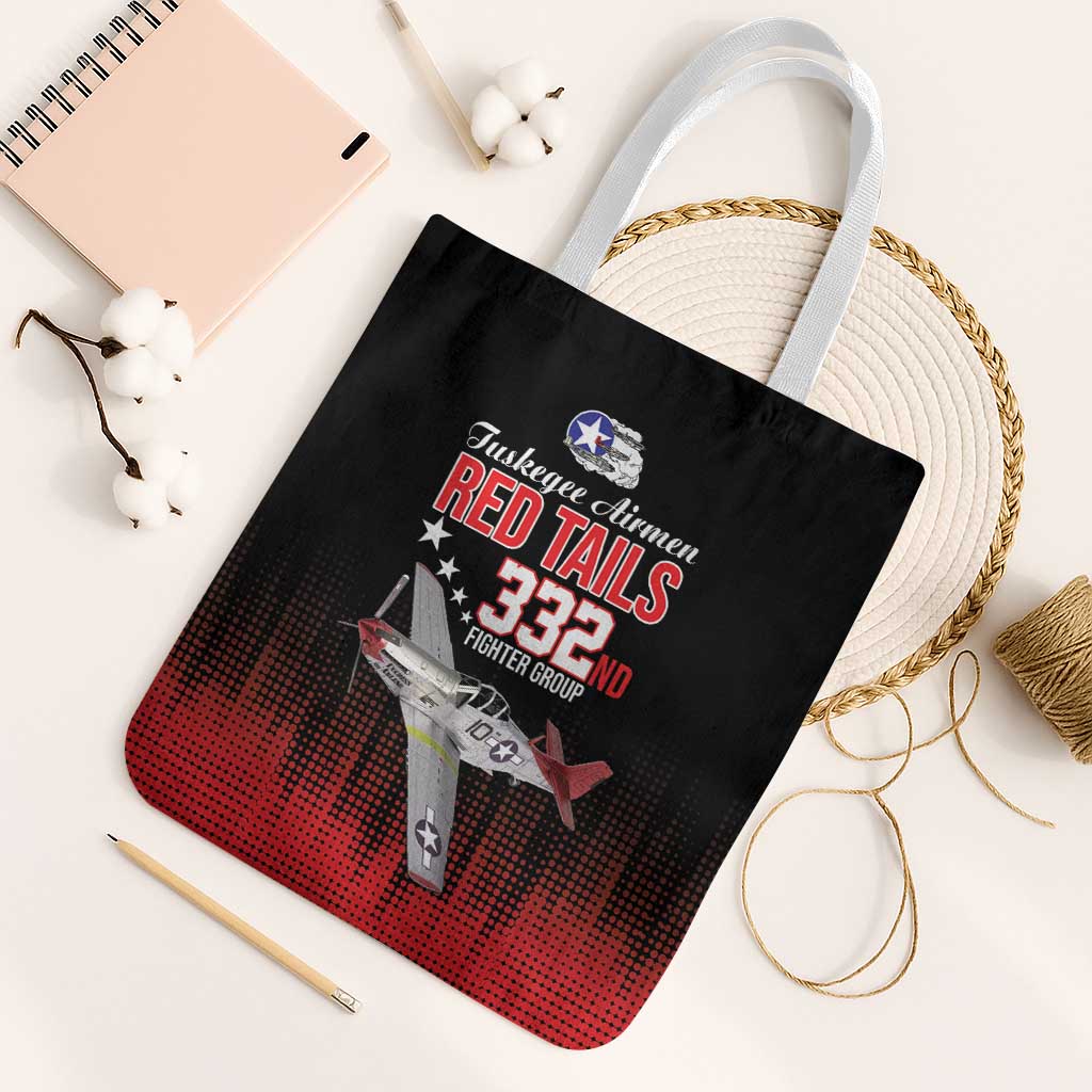 Tuskegee Airmen Red Tails Tote Bag 332nd Fighter Group WWII Tribute Black Style - Wonder Print Shop