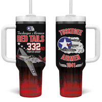 Tuskegee Airmen Red Tails Tumbler With Handle 332nd Fighter Group WWII Tribute Black Style - Wonder Print Shop