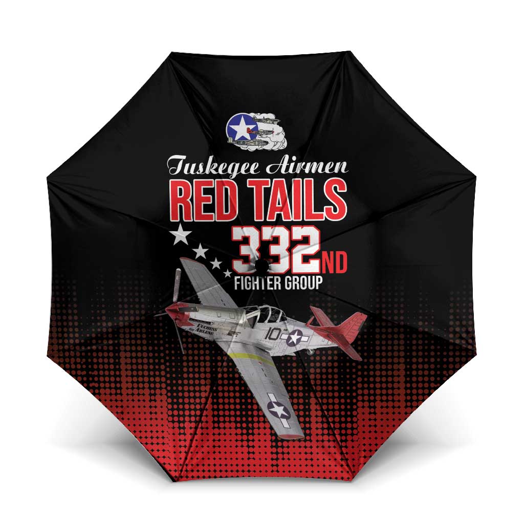 Tuskegee Airmen Red Tails Umbrella 332nd Fighter Group WWII Tribute Black Style - Wonder Print Shop
