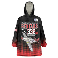 Tuskegee Airmen Red Tails Wearable Blanket Hoodie 332nd Fighter Group WWII Tribute Black Style - Wonder Print Shop