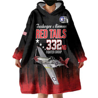 Tuskegee Airmen Red Tails Wearable Blanket Hoodie 332nd Fighter Group WWII Tribute Black Style - Wonder Print Shop