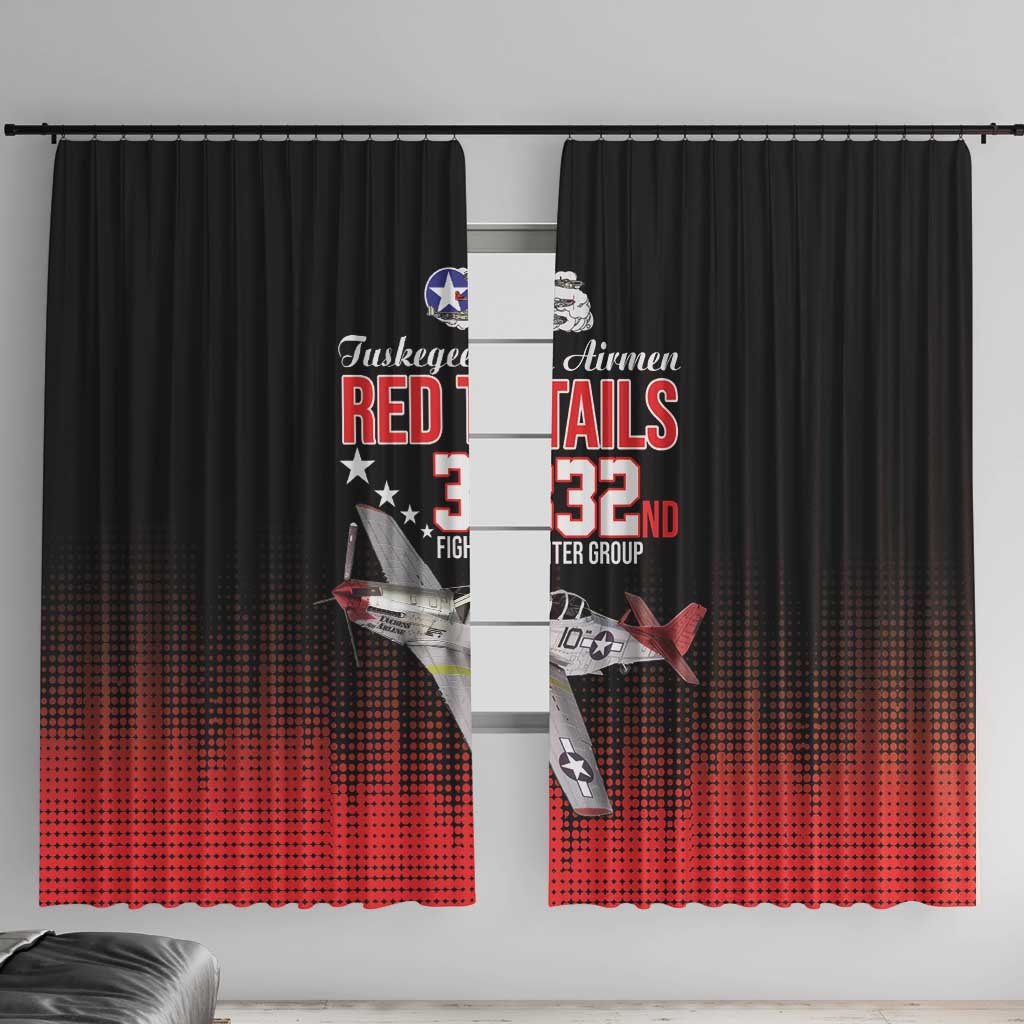 Tuskegee Airmen Red Tails Window Curtain 332nd Fighter Group WWII Tribute Black Style - Wonder Print Shop