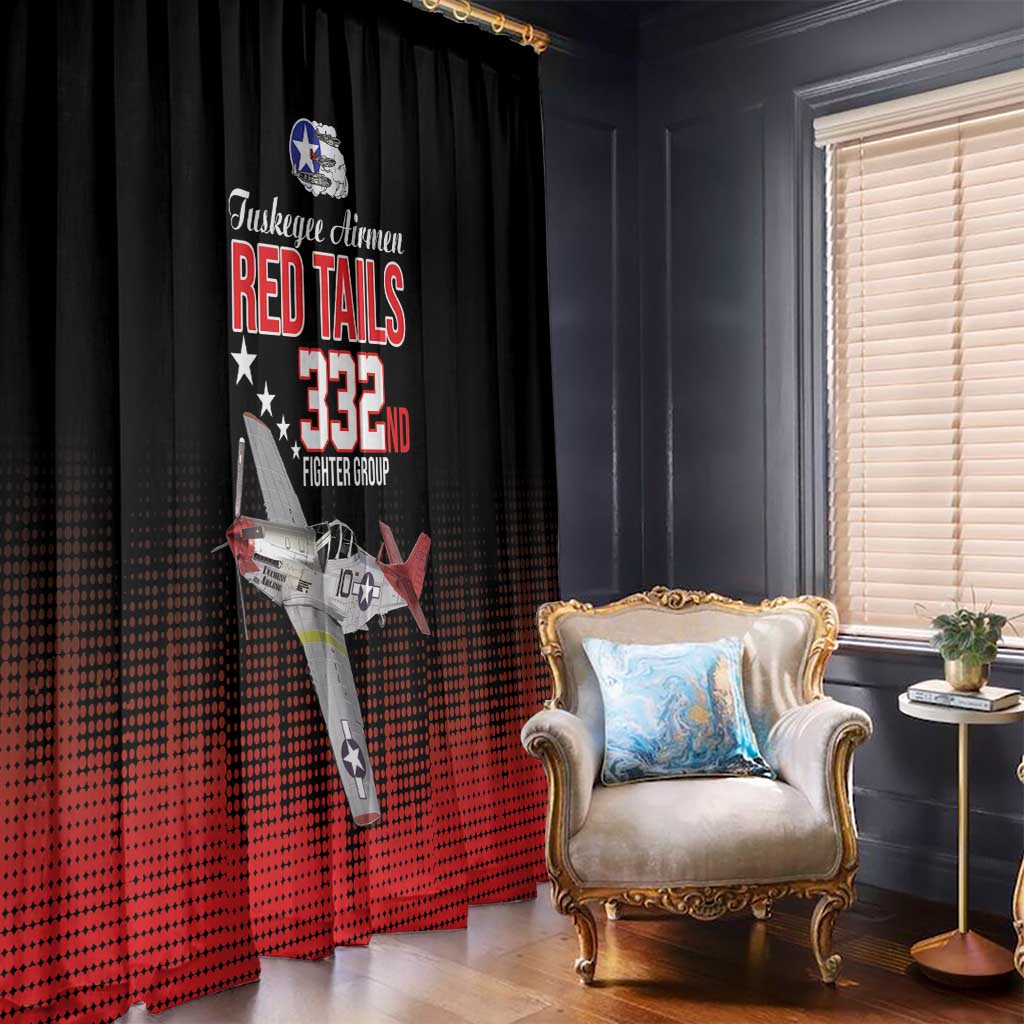 Tuskegee Airmen Red Tails Window Curtain 332nd Fighter Group WWII Tribute Black Style - Wonder Print Shop