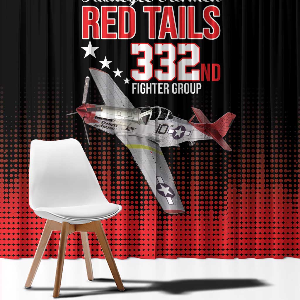 Tuskegee Airmen Red Tails Window Curtain 332nd Fighter Group WWII Tribute Black Style - Wonder Print Shop