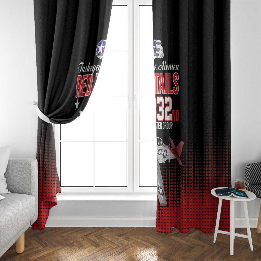 Tuskegee Airmen Red Tails Window Curtain 332nd Fighter Group WWII Tribute Black Style - Wonder Print Shop