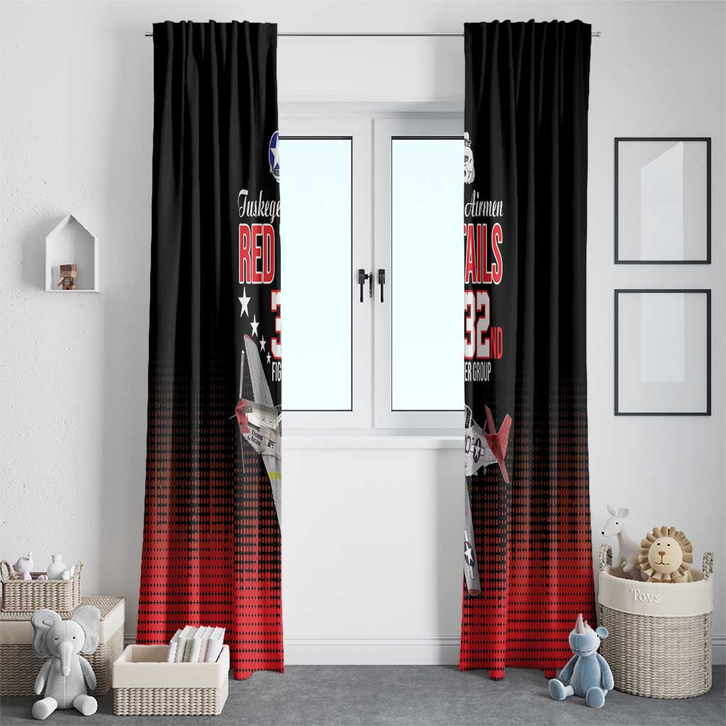 Tuskegee Airmen Red Tails Window Curtain 332nd Fighter Group WWII Tribute Black Style - Wonder Print Shop