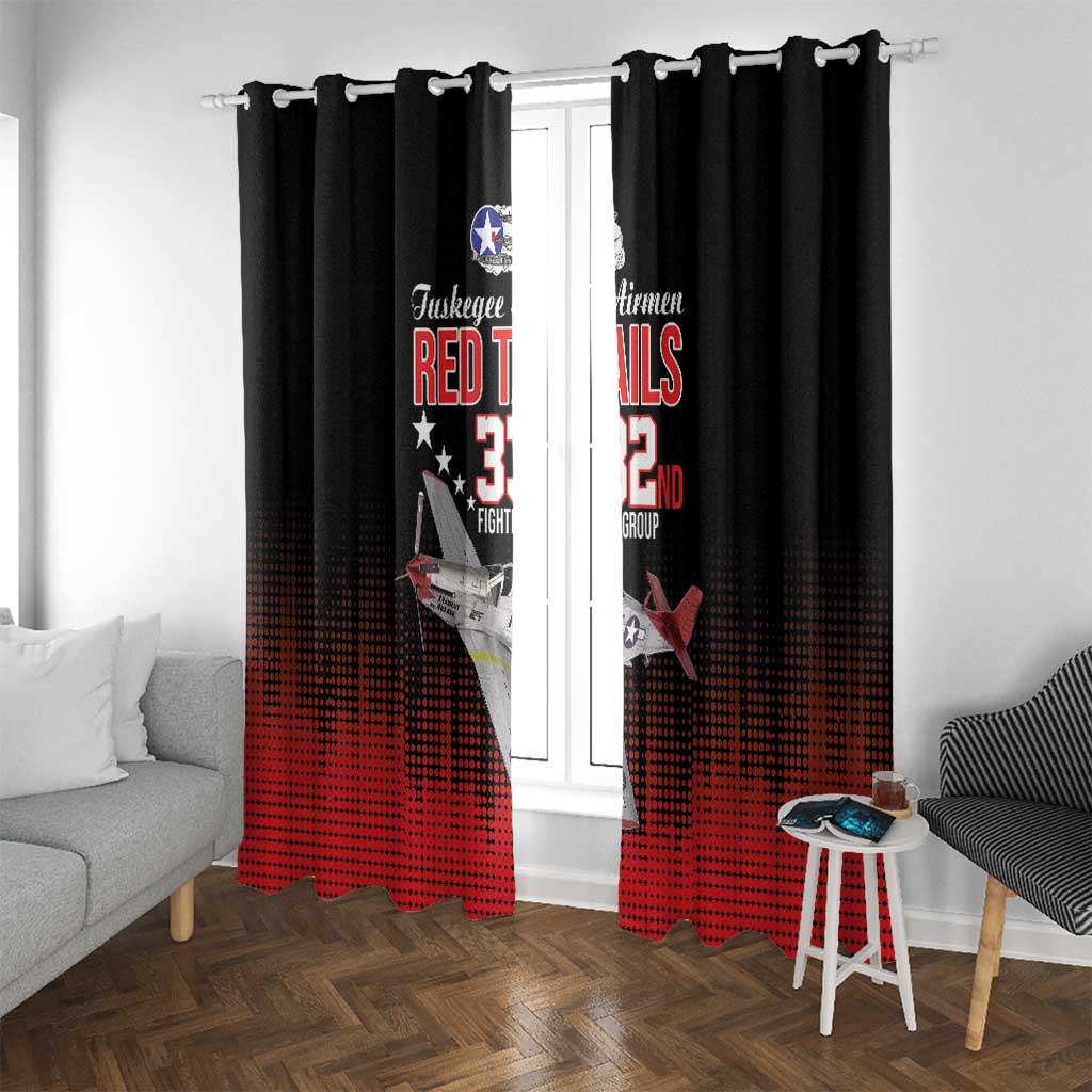 Tuskegee Airmen Red Tails Window Curtain 332nd Fighter Group WWII Tribute Black Style - Wonder Print Shop