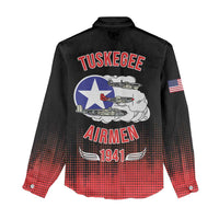 Tuskegee Airmen Red Tails Women Casual Shirt 332nd Fighter Group WWII Tribute Black Style - Wonder Print Shop