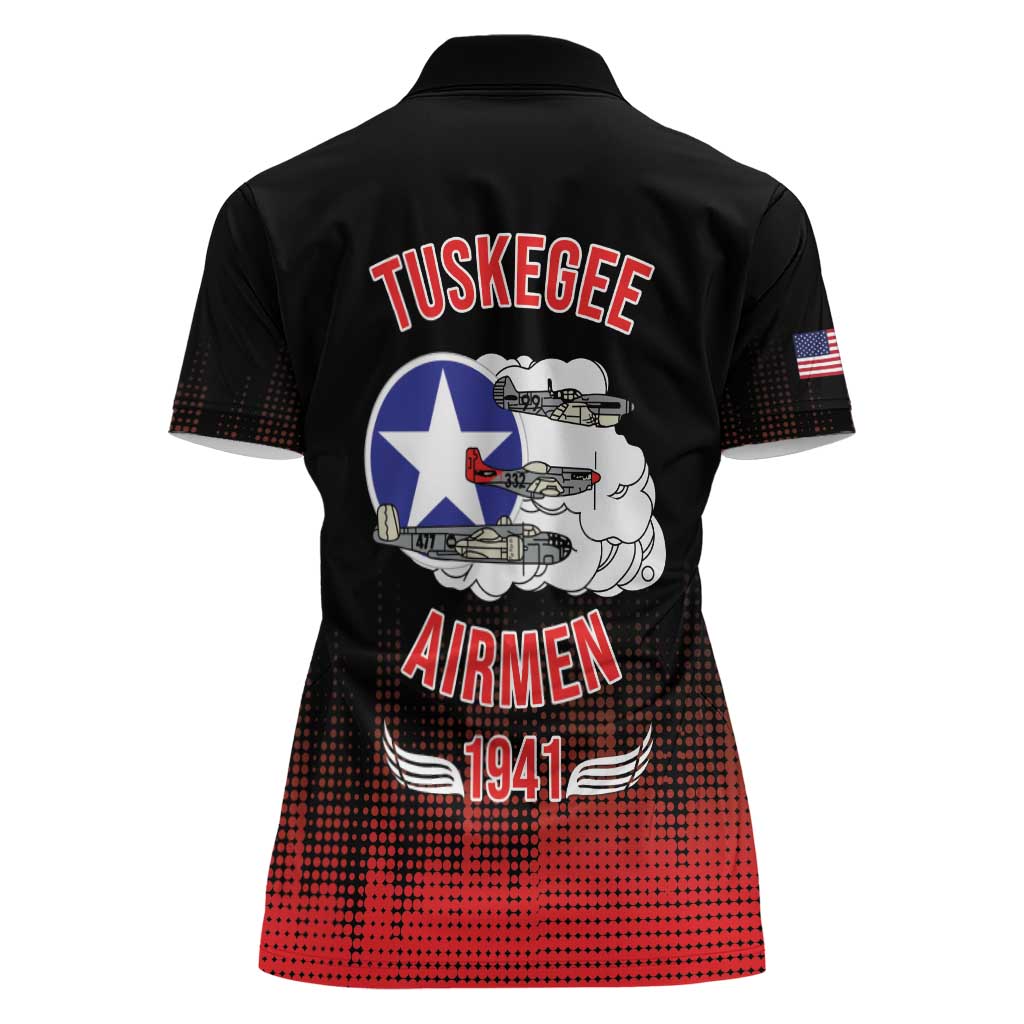 Tuskegee Airmen Red Tails Women Polo Shirt 332nd Fighter Group WWII Tribute Black Style - Wonder Print Shop