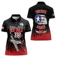 Tuskegee Airmen Red Tails Women Polo Shirt 332nd Fighter Group WWII Tribute Black Style - Wonder Print Shop