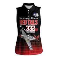 Tuskegee Airmen Red Tails Women Sleeveless Polo Shirt 332nd Fighter Group WWII Tribute Black Style - Wonder Print Shop