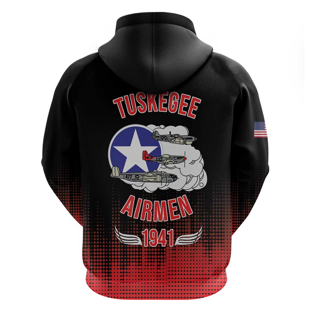 Tuskegee Airmen Red Tails Zip Hoodie 332nd Fighter Group WWII Tribute Black Style - Wonder Print Shop