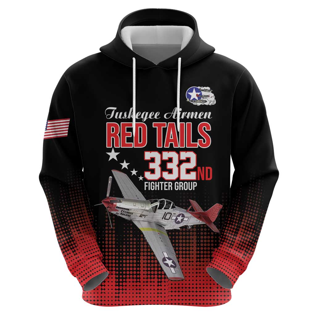 Tuskegee Airmen Red Tails Zip Hoodie 332nd Fighter Group WWII Tribute Black Style - Wonder Print Shop
