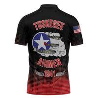 Tuskegee Airmen Red Tails Zipper Polo Shirt 332nd Fighter Group WWII Tribute Black Style - Wonder Print Shop