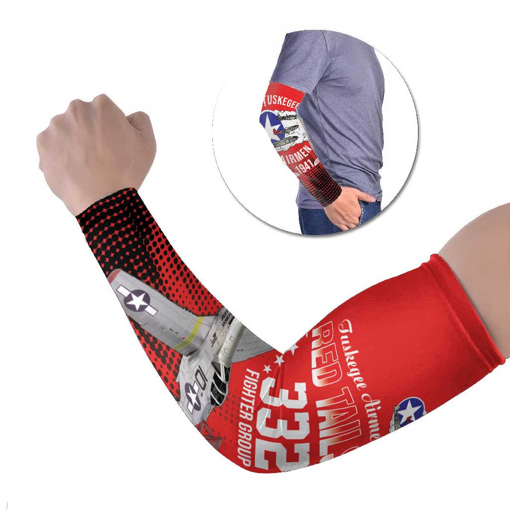 Tuskegee Airmen Red Tails Arm Sleeves 332nd Fighter Group WWII Tribute Red Style - Wonder Print Shop