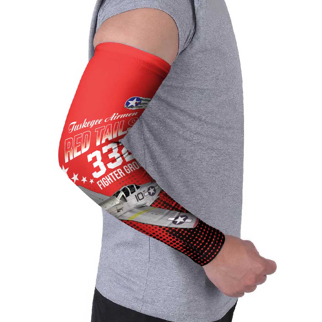 Tuskegee Airmen Red Tails Arm Sleeves 332nd Fighter Group WWII Tribute Red Style - Wonder Print Shop
