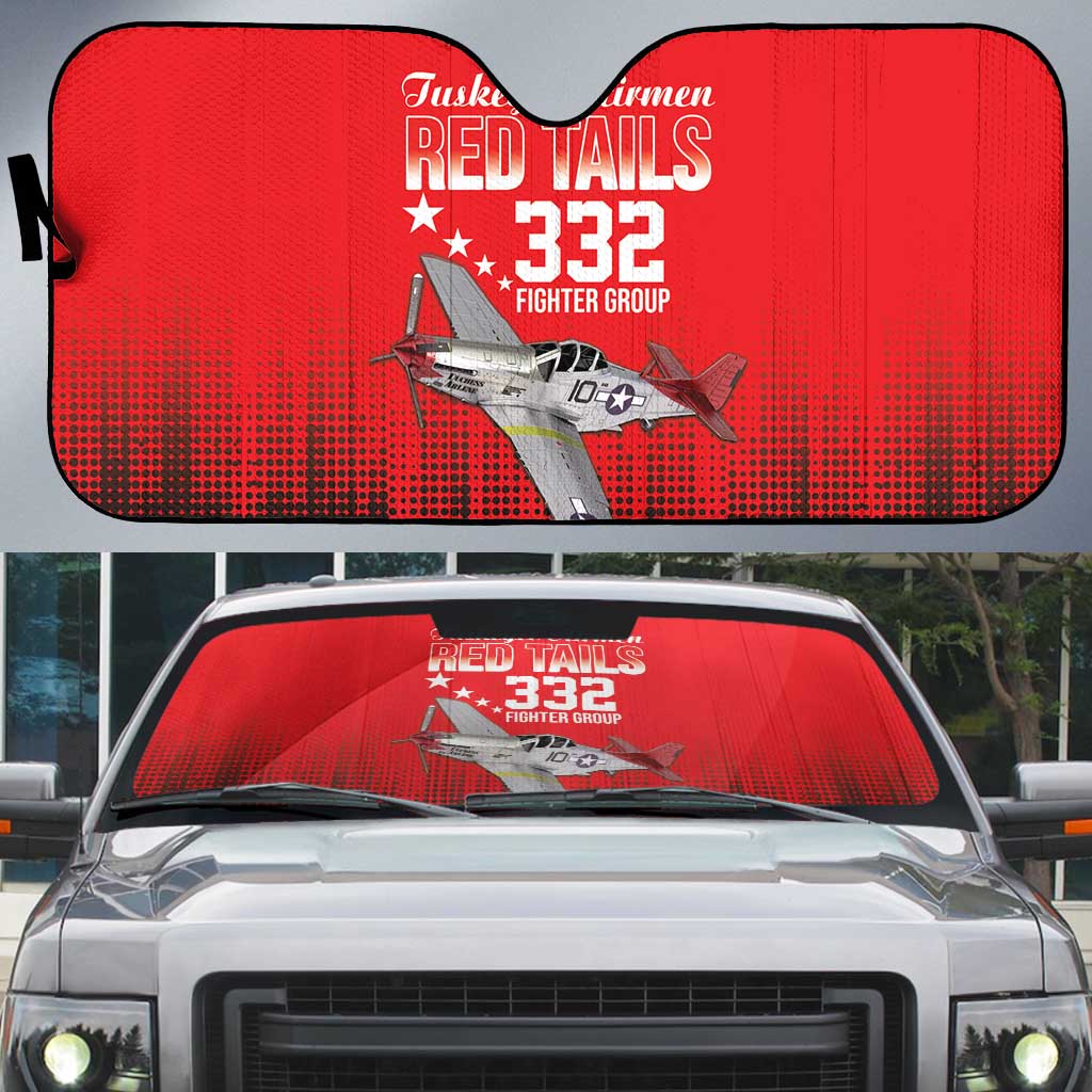 Tuskegee Airmen Red Tails Auto Sun Shade 332nd Fighter Group WWII Tribute Red Style - Wonder Print Shop