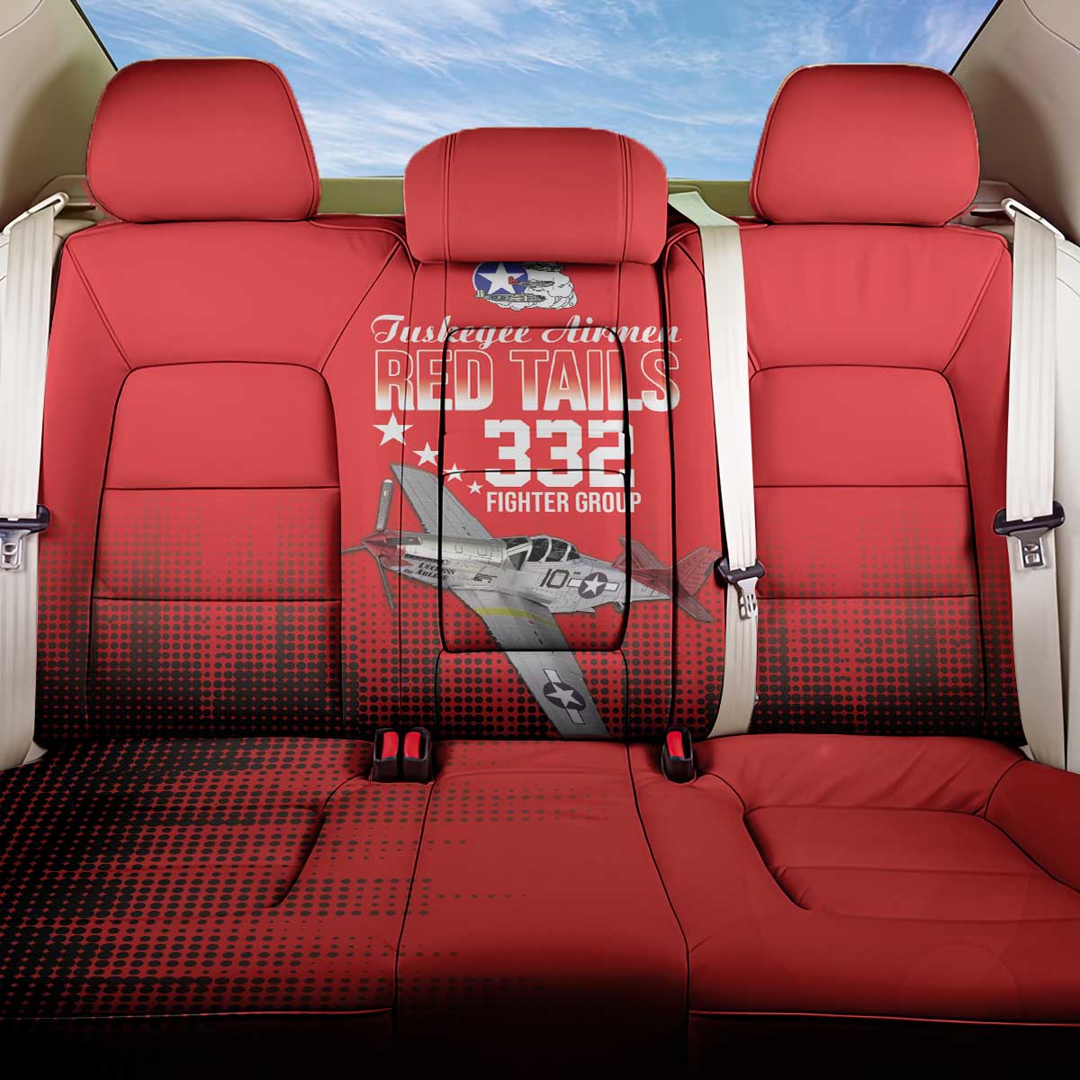 Tuskegee Airmen Red Tails Back Car Seat Cover 332nd Fighter Group WWII Tribute Red Style - Wonder Print Shop