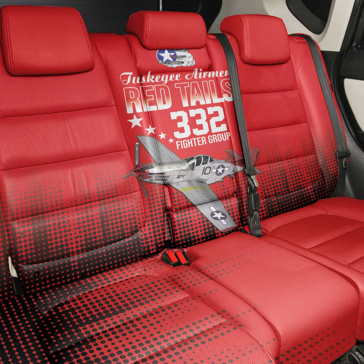 Tuskegee Airmen Red Tails Back Car Seat Cover 332nd Fighter Group WWII Tribute Red Style - Wonder Print Shop
