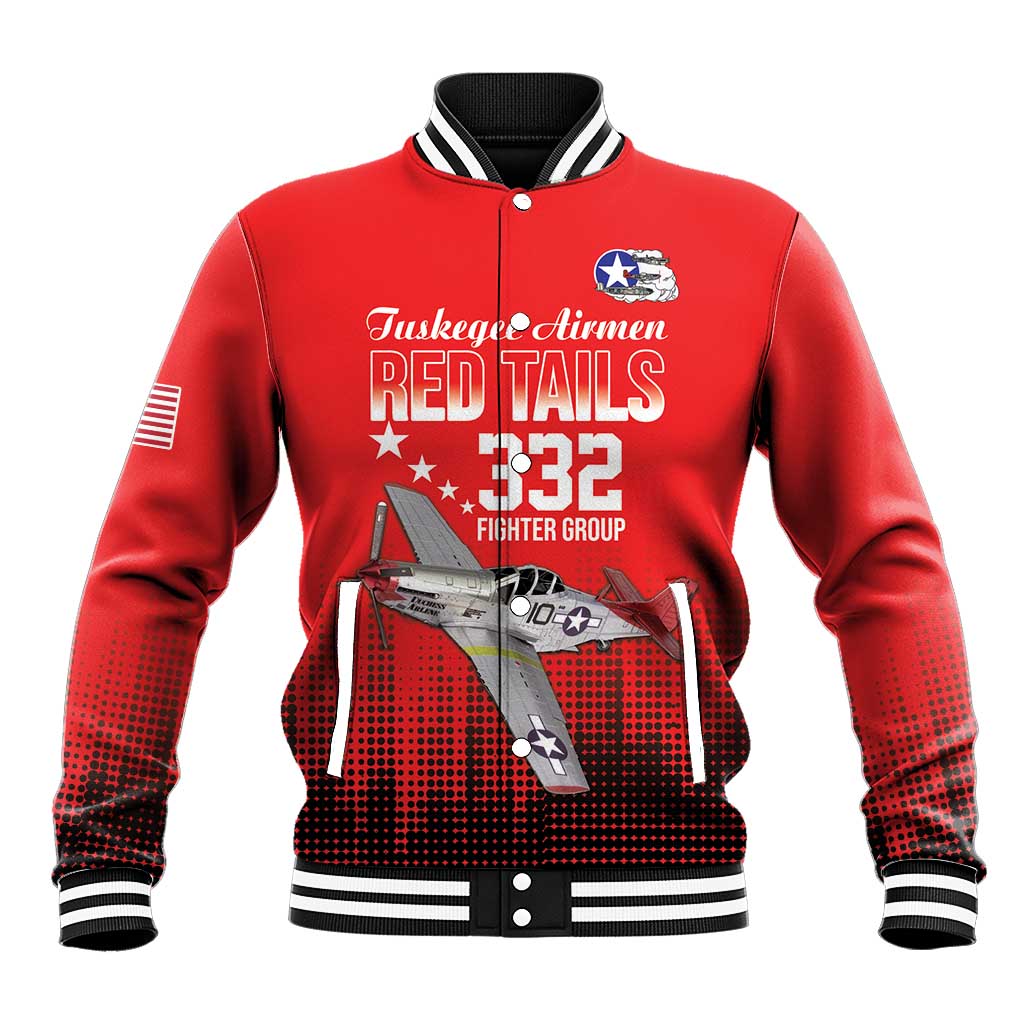 Tuskegee Airmen Red Tails Baseball Jacket 332nd Fighter Group WWII Tribute Red Style - Wonder Print Shop