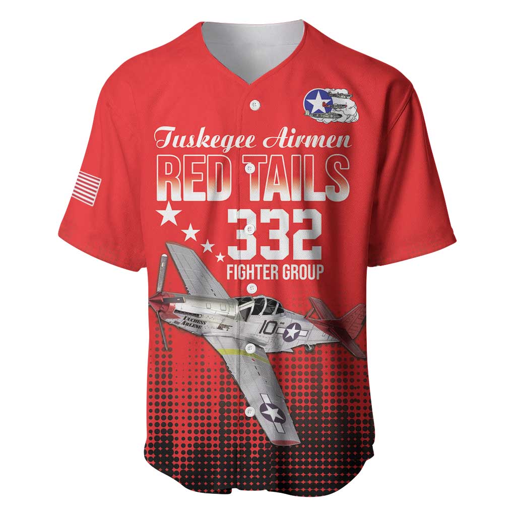 Tuskegee Airmen Red Tails Baseball Jersey 332nd Fighter Group WWII Tribute Red Style - Wonder Print Shop